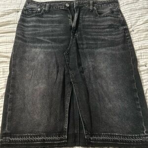 American Eagle Black Denim Skirt With Raw Hem-Size 12